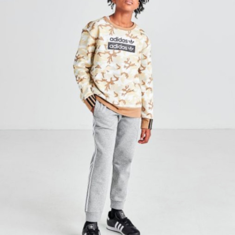 Adidas Originals Youth Crewneck Sweatshirt Beige Camo